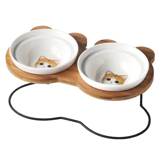 Spine Protection Bowl Holder for Cat Food and Water